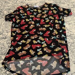 Girls' Black Multicolor Disney Princess Character Print Short Sleeve Top